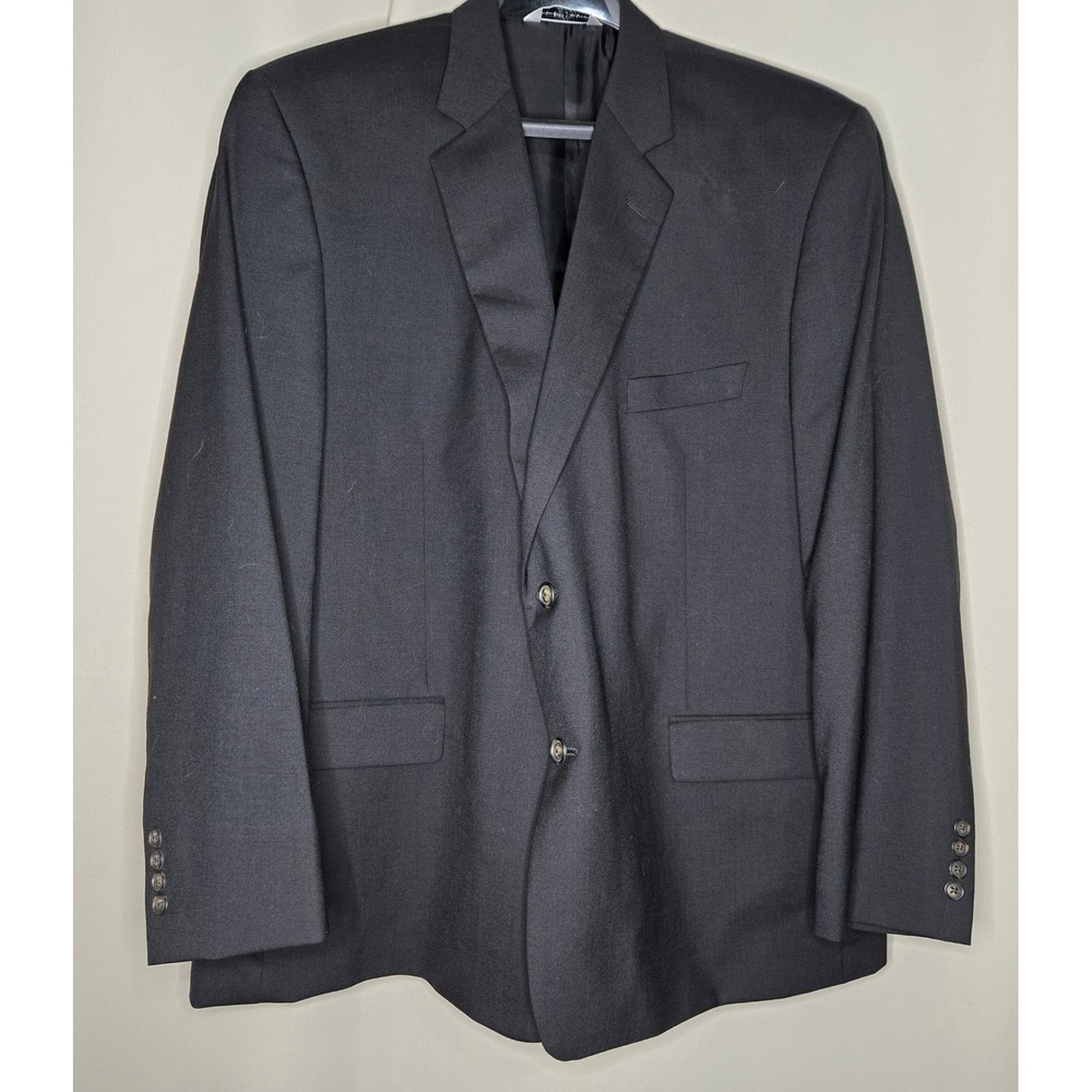 Versini Men's Black Two-Button Blazer Jacket Business Casual Coat 52R